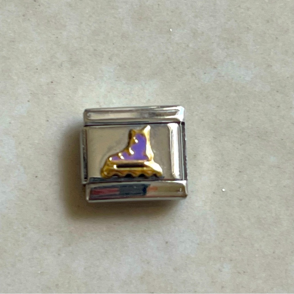 Zoppini Stainless Steel and Gold Purple Roller Skate Charm